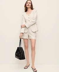 Ann Taylor The Side Zip Short Tweed Ivory Multi Women's