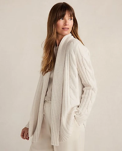 Ann Taylor Haven Well Within Cashmere Cable Open Front Cardigan Women's