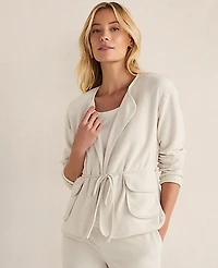 Ann Taylor Haven Well Within Brushed Terry Open Front Jacket Full Moon Grey Women's
