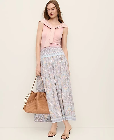 Ann Taylor Petite Paisley Maxi Skirt Size 4 Women's