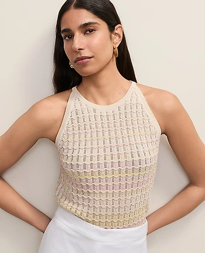 Ann Taylor Petite Halter Sweater Shell Top Ombré Pirouette Women's