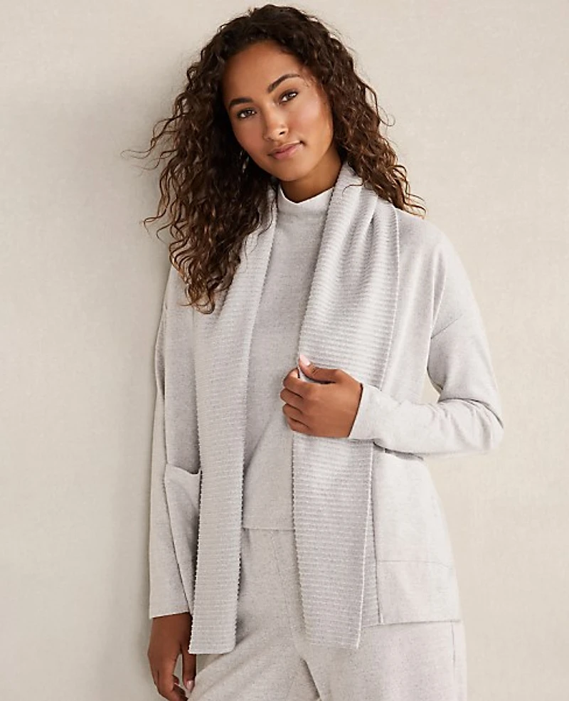 Ann Taylor Haven Well Within Cozy Knit Open Front Cardigan Light Grey Heather Women's