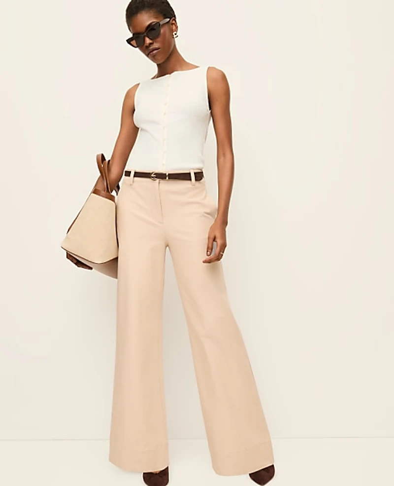 Ann Taylor The Modern Wide-Leg Pant Bi-Stretch Pale Sandalwood Women's