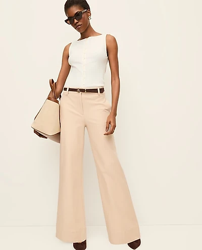 Ann Taylor The Modern Wide-Leg Pant Bi-Stretch Pale Sandalwood Women's