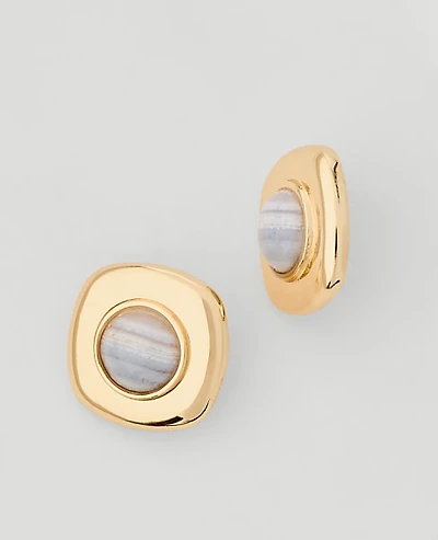 Ann Taylor Square Stone Stud Earrings Goldtone Women's
