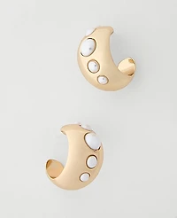Ann Taylor Pearl Bubble Hoop Earrings Goldtone Women's