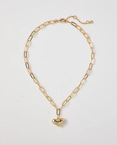 Ann Taylor Heart Pendant Necklace Goldtone Women's