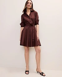 Ann Taylor Petite Belted Collared Shirtdress Women's
