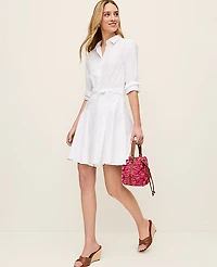 Ann Taylor Petite Belted Collared Shirtdress Women's