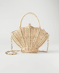 Ann Taylor Weekend Rattan Shell Crossbody Natural Women's