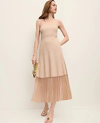 Ann Taylor Square Neck Ribbed Sweater Dress Pale Sandalwood Women's