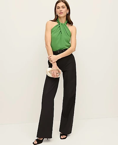 Ann Taylor The Petite Modern Wide Leg Pant Bi-Stretch Black Women's