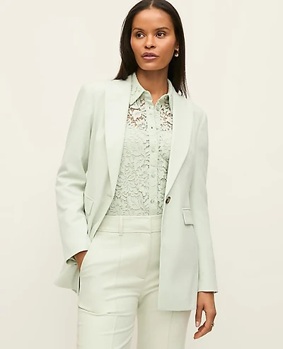 Ann Taylor The Petite Fitted Long Blazer Pale Aqua Women's