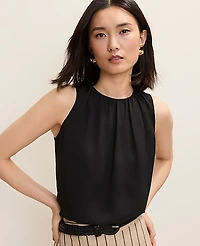 Ann Taylor Petite Shirred Tank Top Size 2XS Black Women's