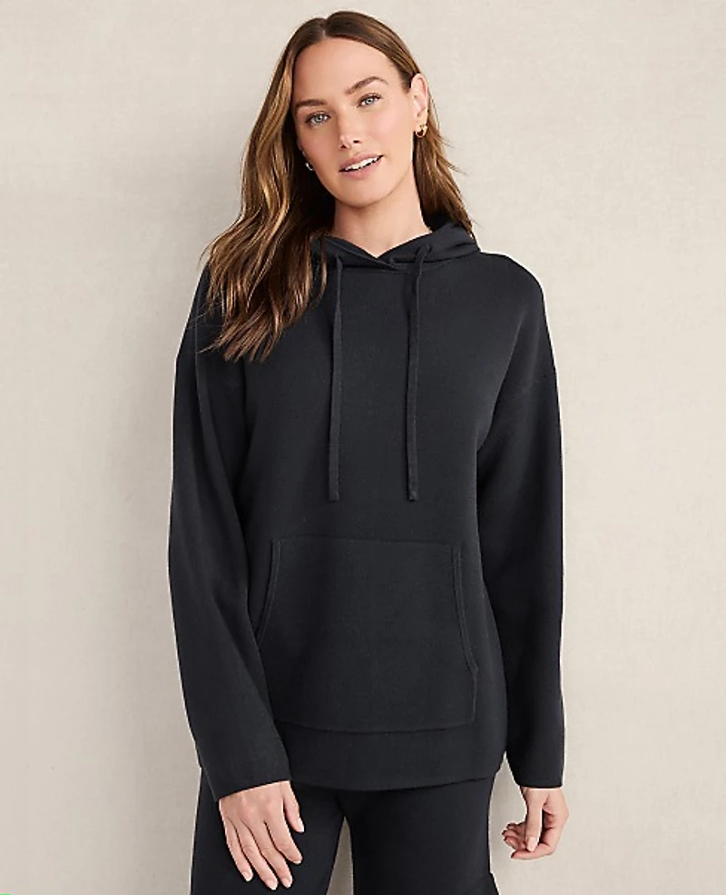 Ann Taylor Haven Well Within Viscose Blend Long Sleeve Hoodie Nightfall Navy Women's
