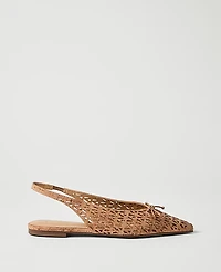 Ann Taylor Perforated Cork Bow Slingback Flat Natural Women's