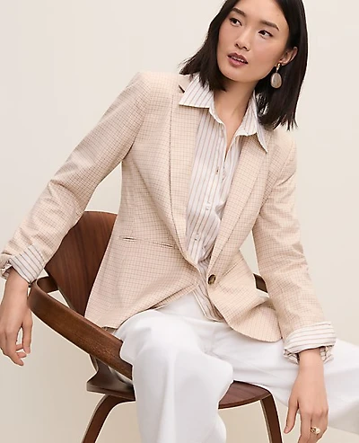 Ann Taylor The Hutton Blazer Houndstooth Neutral Blend Women's