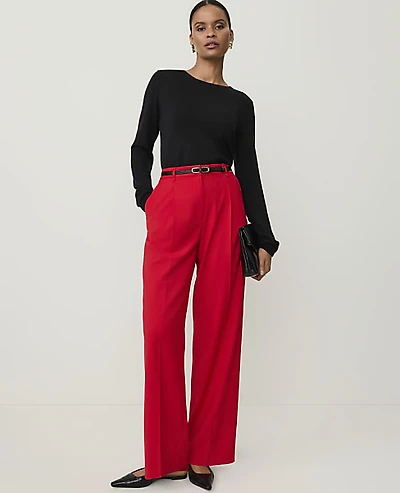 Ann Taylor The Pleated Straight Pant Bright Poppy Women's