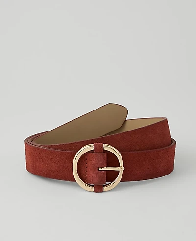 Ann Taylor Suede Round Buckle Belt Terra Toscana Women's