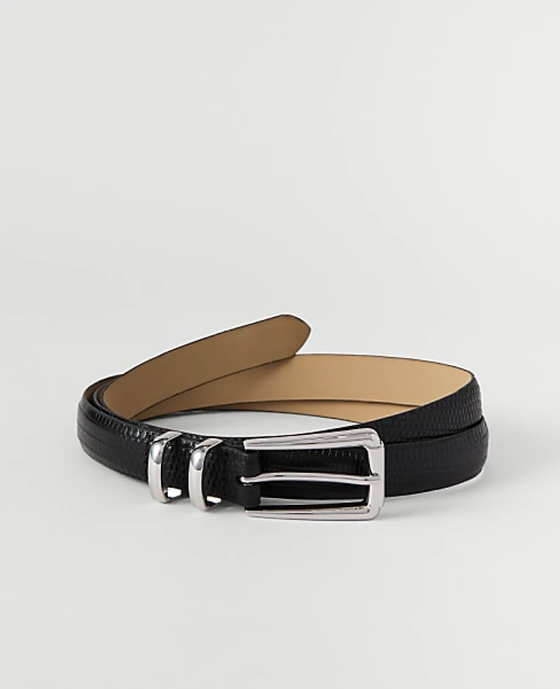 Ann Taylor Snake Rectangle Buckle Belt Black Women's