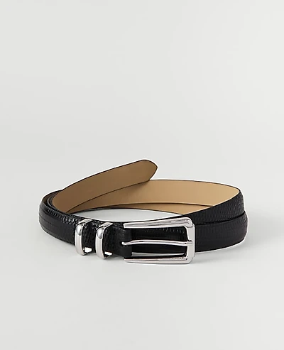 Ann Taylor Snake Rectangle Buckle Belt Black Women's