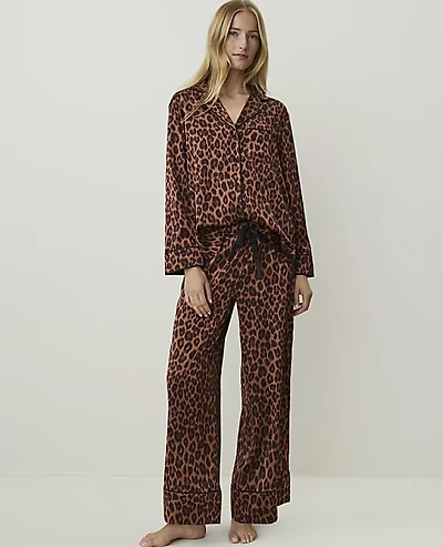 Ann Taylor Satin Pajama Set Cafe Au Lait Women's