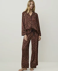 Ann Taylor Satin Pajama Set Cafe Au Lait Women's