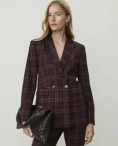 Ann Taylor The Crosby Blazer Plaid Deep Plum Multi Women's