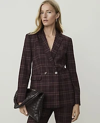 Ann Taylor The Crosby Blazer Plaid Deep Plum Multi Women's