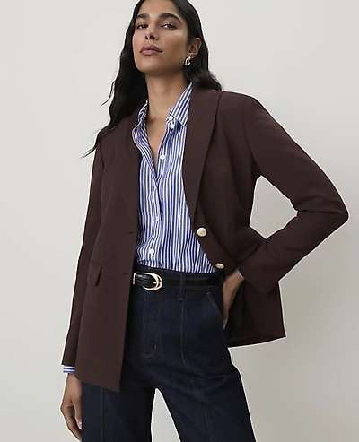 Ann Taylor The Fitted Long Blazer French Mocha Women's