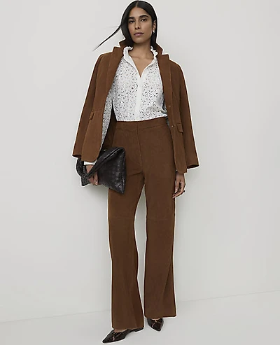 Ann Taylor The Straight Pant Genuine Suede Caramel Women's
