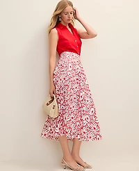 Ann Taylor Eyelet Full Midi Skirt White Women's