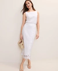 Ann Taylor Petite Wrap Midi Skirt in Linen Blend Size 6 White Women's