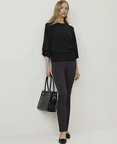 Ann Taylor Houndstooth Side Zip Legging Black Grey Women's