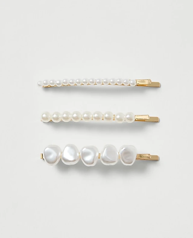 Tory Burch Logo Pearl Hair Clip | The Summit display picture 2