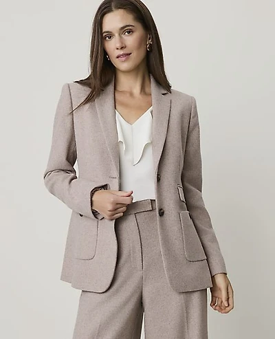 Ann Taylor The Double Pocket Greenwich Blazer Vintage Taupe Melange Women's