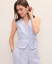 Ann Taylor Petite Tie Waist Vest Deep Wisteria Women's