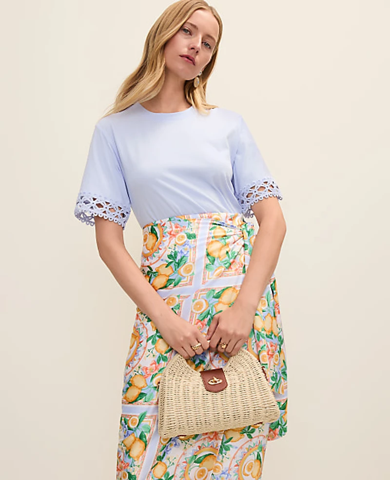 Ann Taylor Crochet Trim Relaxed T-Shirt Women's