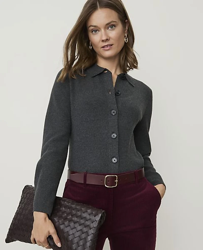 Ann Taylor Collared Sweater Jacket Women's