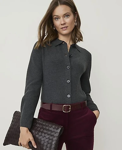 Ann Taylor Collared Sweater Jacket Women's