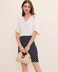 Ann Taylor Petite Embroidered Mixed Media Top Winter White Women's