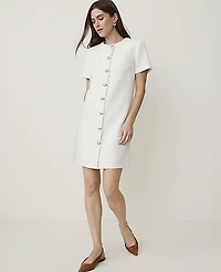 Ann Taylor Tweed Shift Dress Winter White Women's