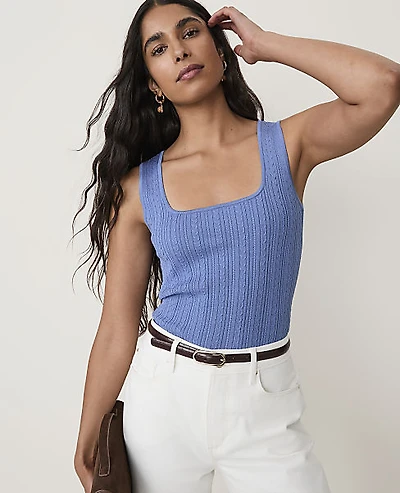 Ann Taylor Mixed Stitch Sweater Shell Top Women's