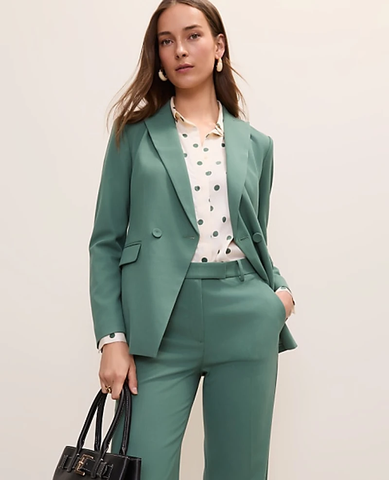 Ann Taylor The Petite Fitted Cutaway Blazer Shadowy Jade Women's