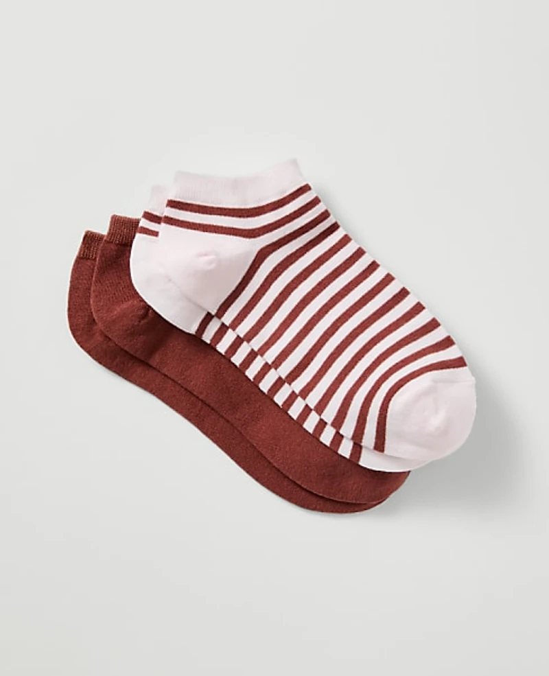 Ann Taylor Striped Crew Sock Set Tropical Papaya Women's