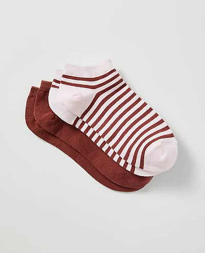 Ann Taylor Striped Crew Sock Set Tropical Papaya Women's