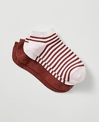 Ann Taylor Striped Crew Sock Set Tropical Papaya Women's