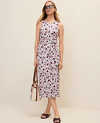 Ann Taylor Petite Weekend Floral Tie Waist Sheath Dress Night Sky Women's