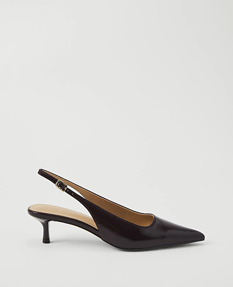 Ann Taylor Patent Slingback Pump Rich Wine Women's