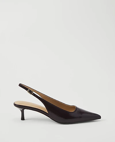 Ann Taylor Patent Slingback Pump Rich Wine Women's